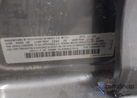 2011 Volkswagen Jetta Sportwagen 2.0L Tdi z USA, uszkodzony, nr VIN 3VWML7AJ0BM657015